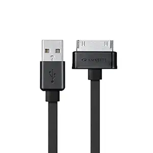 Amkette 30 Pin to USB Charging & Data Sync Cable for iPhone 3G/3GS/4/4s/iPad 1/2/3, iPod Nano 5th/6th Gen and iPod Touch 3rd/4th Gen -1.5m (Black)