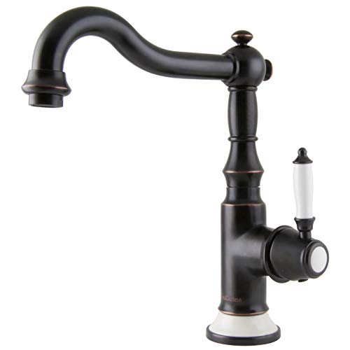 Preisvergleich Produktbild PaulGurkes Nostalgie Waschtischarmatur schwarze Küchenarmatur im Retrodesign Wasserhahn Mischbatterie Einhandmischer Antik Landhausstil Vintage Küchenwasserhahn Keramikeinlage