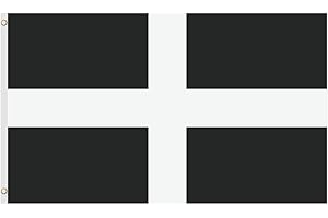 SECOND AVE GIFT COMPANY Second Ave Cornwall Flag 5ft X 3ft Large With Brass Eyelets Cornish Saint Piran's Banner Flag