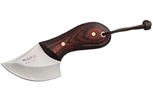 ELECTROPOLIS Cuchillo de Caza Muela Mouse MOUSE-6R, cachas de Madera prensada Coral, desollador, Enterizo, Hoja de 5,5 cm + Tarjeta Multiusos de Regalo