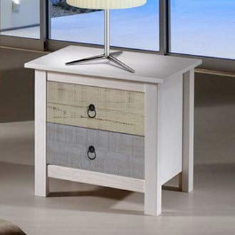 Marckeric Mesita de Noche de Madera con 2 cajones, diseño Floral, Color Blanco