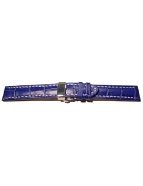 VK von Buran01.com Uhrenarmband XXL Calf Kroko Styl Leather blue/white 22mm WATCH STRAP