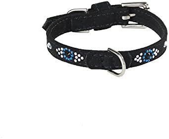 POOCHEE DESIGNS Evil Eye Ultra-Suede Dog Collar, Size 12, Black