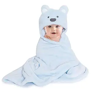 MK Lommtex Soft Hooded Baby Bath Robe Towel for Childs /Baby Girls / Baby Boys Upto 2 Years (Sky Blue Bear)