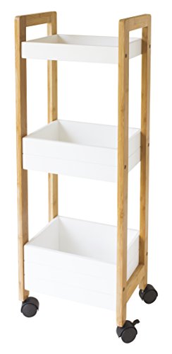 Gelco 709803 NATO - Carro con 3 bandejas de bambú Blanco 79 x 19 x 28 cm