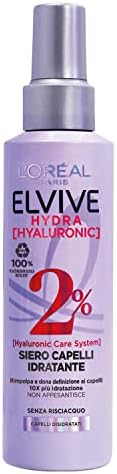 L'Oréal Paris Elvive Siero Spray per Capelli Hydra Hyaluronic, Con 2% di Hyaluronic Care System, Senza Risciacquo, 150 ml