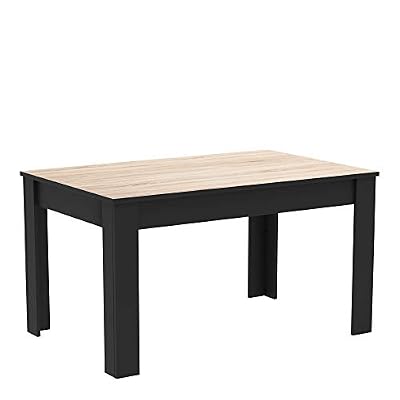 Demeyere Wayne Table de Salle à Manger Style Industriel 4 à 6 Personnes, Panneau de Particules, en Bois Chêne brossé/Noir Mat, 138x90x77 cm