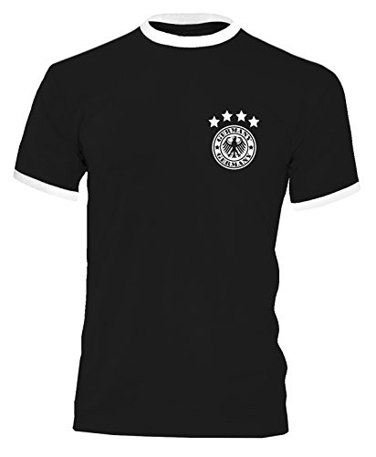 Luckja EM 2016 Trikot Deutschland Fanshirt Retro-Look Motiv 14 Herren Rundhals T-Shirt