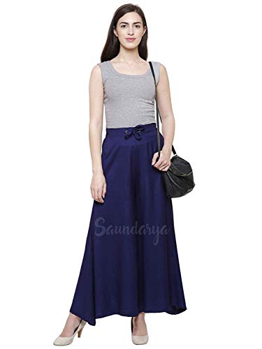 Saundarya Palazzo Flared/Skirt Rayon Fabric Solid Colour Comfortable & Stylish