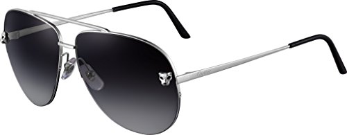 Preisvergleich Produktbild Cartier - PANTHÈRE DE CARTIER ESW00095, Pilot (tropfenförmig), Metall, Herrenbrillen, SHINY PLATINUM / GREY SHADED(ESW00095), 60 / 13 / 140