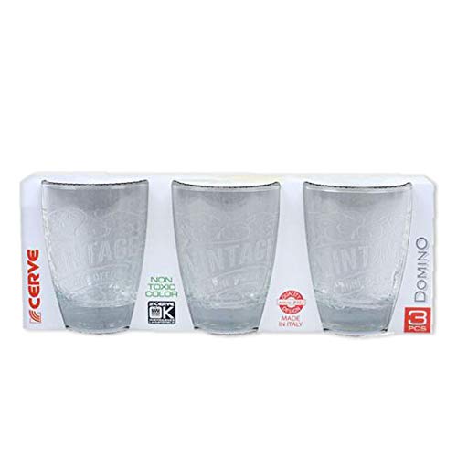 Cerve Bicchiere Vetro Acqua Vintage Trasparente ml.300 Set 3 Pezzi