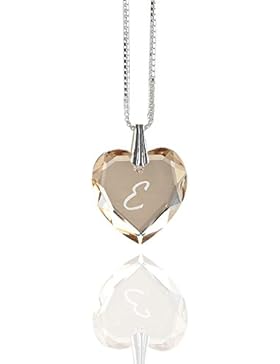 Kristallwerk, Kinderkette 925 Silber mit SWAROVSKI ELEMENTS Herz und Buchstabengravur