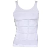 FEESHOW Camiseta Faja Abdominal Entallada Reductora Moldeadora Quemagrasas Adelgazante para Hombre Blanco S