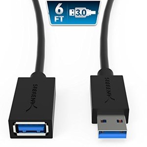 Sabrent USB Kabel - USB 3.0 Verlängerungskabel 1.80 Meter 22 AWG USB 3.0 - A-Stecker auf A-Buchse [Schwarz] (CB-3060)