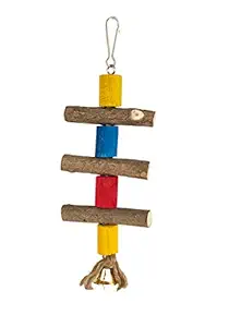 KSK Bird Natural Wood Chew Toy Parrot Hanging Wooden Blocks Bead Toy for Budgies Parakeet Cockatiel Conure Lovebirds Cage Accessories.(Medium)