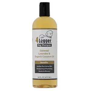 4-Legger Certified Organic Oatmeal All Natural Dog Shampoo with Aloe and Lavender Essential Oil - 16 oz