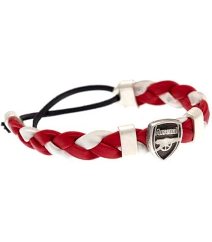 Braccialetto Ufficiale Arsenal F.C. Intrecciato Colorato Con Chiusura Incisa - 21 Cm, Confezione Regalo