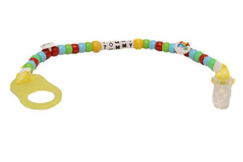 Personalised 2 In1 Dummy Clip (MAM style) baby boys tractor christening gift with your desired Name or phrase
