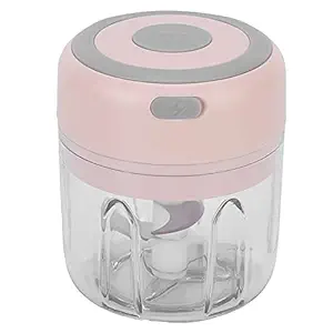 Mini Food Processor, Wireless Three Leaf Blade Mini Garlic Chopper Machine Stainless Steel BPA Free with USB Charging for Vegetables for Onion for Fruit(Pink)