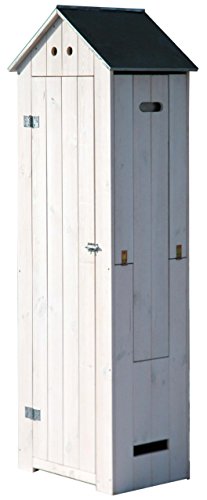 dobar 56215e Schweres Gartengerätehaus mit ausklappbarem Pflanztisch aus massivem Kiefernholz, fertig aufgebaut, 130 x 40 x 185 cm, 35 kg, weiß - 3