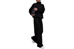 Minetom Tuta da Ginnastica Donna Tute Pullover a Collo Alto Maglione + Pantaloni Set Training Sportivo a Maglia Completo Sportswear 2 Pezzi