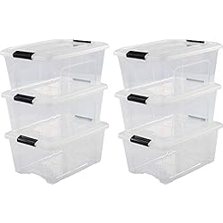 Iris Ohyama 103430 Lot de 6 boîtes de Rangement empilables, Plastique, Transparent, 15 L
