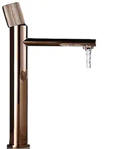 InArt Brass Polished Single Lever Basin Mixer with Textured Knob Design, Hot & Cold Wash Basin Faucet (Rose Gold)