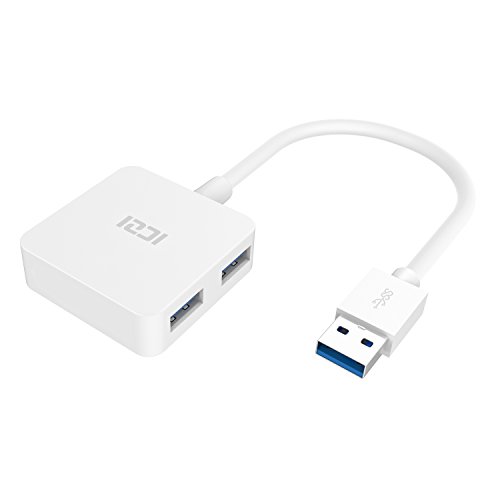 ICZI vernickelt USB 3.0 HUB, 4x USB 3.0 Ports port, quadratische Gehäuse, ohne Ladeport, für MacBook, Windows Laptop andere USB 3.0 kompatibel Geräten (Weiß)