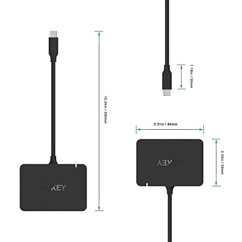 AUKEY USB C Hub auf 4 Port USB 3.0 + USB C Port mit PD ( Power Delivery ) + HDMI Port ( 4K Auflösung ) USB Type C Hub Ladefunktion für New Macbook, Macbook Pro 2016, Google ChromeBook Pixel 2015, usw. - 3