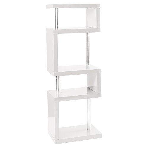FREE DELIVERY#MODERN DESIGNER TALL SQUARE GLOSS WHITE, BLACK, GREY, WALNUT WOOD EFFECT SHELVING UNIT#BRAND NEW# (WHITE)