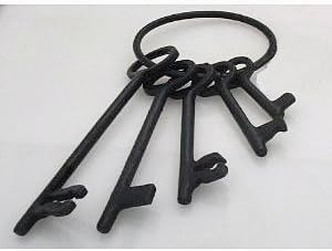 ITDC Cast Iron Reproduction Vintage Looking Skeleton Keys Jailer With Hanging Ring