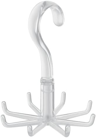 InterDesign Clarity Spinning Tie Rack, Plastic Tie and Belt Hanger with 8 Storage Hooks, Clear