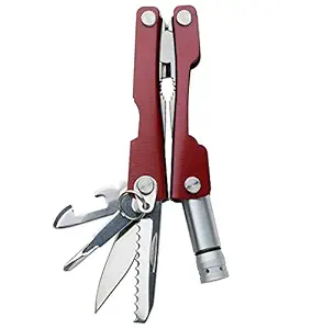 Bestrix 9-in-1 Multifunction Foldable Titanium Coated Micro Pliers Tool Kit Mini Pocket Multitool for Camping, Sports, Hardware with LED Flash Light & Key Ring (Random Colour)