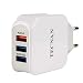 Produktbild tecnan Quick Charge 3.0 Ladegerät 5A | 25W Netzteil 3 USB Anschluss Stecker Adapter Ladestecker Netzstecker Charger für iPhone X XS Xr 7 8 Plus, iPad, Samsung S7 S8 S9 Plus, Huawei P10 [Weiß]
