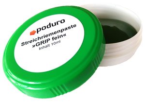 Abziehleder Set » PODURO MINI KOMBI « Streichriemen auf Holz & Chromoxid Schleifpaste & Baumwollbeutel - 3