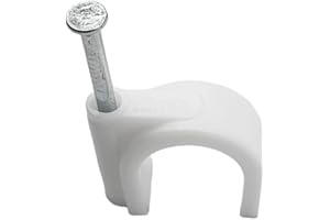 Typicshop - Morsetti per chiodo | Confezione da 100 ganci | Fissare cavo antenna 12 mm | Fissare cavo rotondo | Clip di fissaggio cavi parete | Graffette in plastica bianca | Graffette da 12 mm |