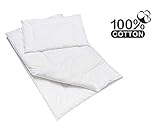 Bezug aus 100 % Baumwolle Baby Comfort Antiallergenes Set aus Bettdecke und Kissen, für Babybetten, 120 x 90 cm, Weiß