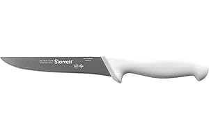 Starrett Couteau à désosser professionnel BKW103-6, large et droit (6 Inch-150mm), lame en acier désinfecté ultra tranchante, Blanc