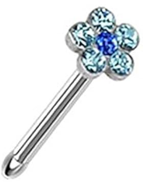 Paula & Fritz® Nasenpiercing aus Edelstahl Chirurgenstahl 316L Stecker mit Blu...