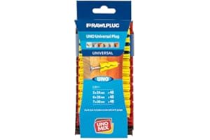 Rawlplug Uno Universal Wall Plugs Set 6, 7, 8 mm | Rawl Plugs for Plasterboard, Masonry, Brick, Concrete | Solid Wall Plug Anti Rotation Features | Plasterboard Fixings Plug Pack of 144,Multicolour
