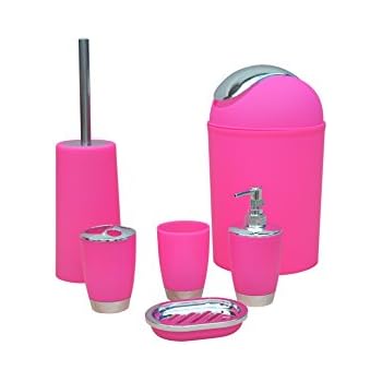 8-Piece Bathroom Accessories Set (Pink): Amazon.co.uk: Kitchen & Home