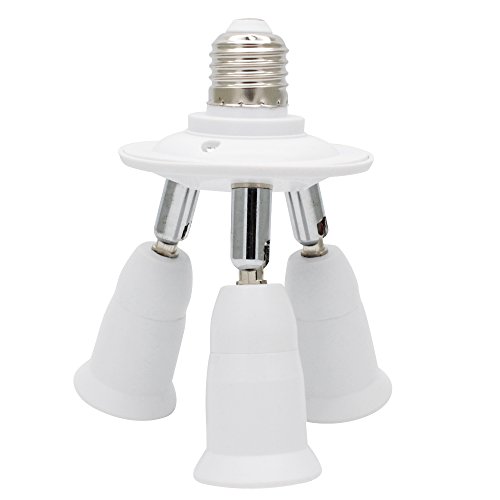 E27 Base de Adaptador 3 Extensión Adaptador E27 Lámpara Base Rotatorio 360 ° y Inclinación 180 Grados AC 110-220V