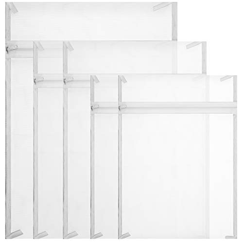 Preisvergleich Produktbild Gvoo Wäschenetz, 5 Stück Haltbare Wäschebeutel Wäschesack Wäschetasche mit Reissverschluss Ideal Für BH, Unterwäsche, Socken, Strumpfhosen, Babysachen Weiß