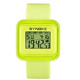 Armbanduhr Silikon LED Licht Digital Sport Kid Girl Boy Zeitlose Chenang Gelee-Tisch Leuchtende Kinderuhr Kinder Zifferblatt mit Bunt Nummern Rose Armbanduhr für Mädchen (Grün)