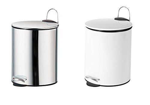 Treteimer MAURICE 5 Liter – Edelstahl – Mülleimer Bad Accessoires, in weiß und chrom erhältlich, Farbe: chrom - 2