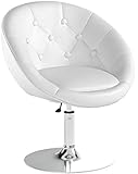 Fauteuil de Salon Blanc Fauteuil Club Similicuir Fauteuil Cabriolet pivotant Chaise de Salle à Manger réglable en Hauteur Duhome 0332