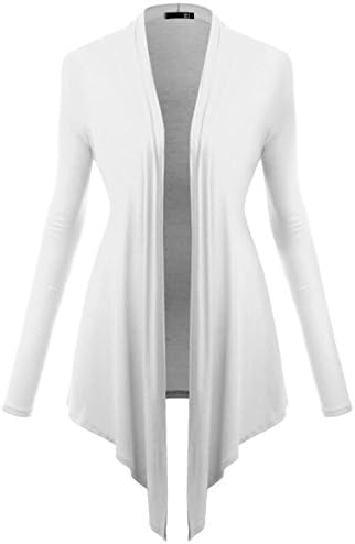 WXW Comfortable Irregular Pendant Collar Long Sleeved Cardigan,white,M