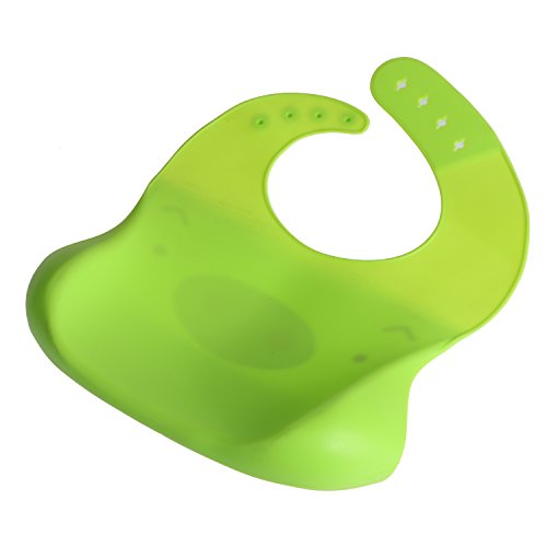 LEADSTAR Baby Lätzchen Bib mit Auffangschale weiches wasserdichtes Lätzchen aus Silikon Grün Pink - 5