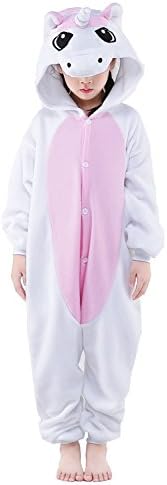 Kids Unicorn Onesies Kigurumi Animal Costume (125#(55-59 inch), Pink White Unicorn)