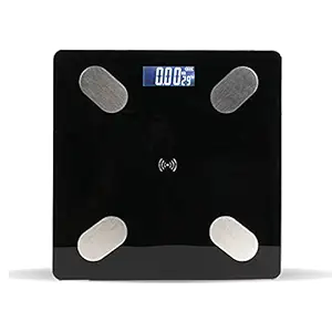 LandVK's Weighing Machine with BMI and Fat Percentage, Body Composition Scale, Smart Scale (Black)
